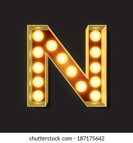 Marquee Light Letter - Vector - N