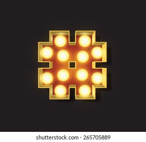 Marquee Light Letter - Vector - # number sign hash