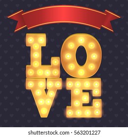 Marquee lights bulbs romantic card