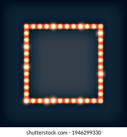 Marquee lights in square frame illustration