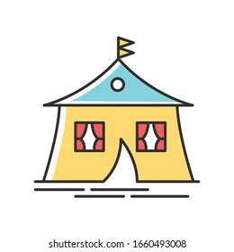 Marquee Tent RGB Color Icon. Camping Site. Arabic Tent. Living Accommodation. Camp. Housing Facility. Eastern Culture. Desert Trip. Nomadic Lifestyle. Event, Celebration. Isolated Vector Illustration