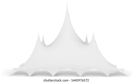 Marquee tenda vetor ilustração 3d sobre fundo branco. Letreiro de casamento para cerimônia. Mock-up de tenda de circo