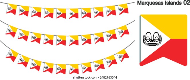 Marquesas Islands Bunting Flags Isolated on white Background. vector illustration.