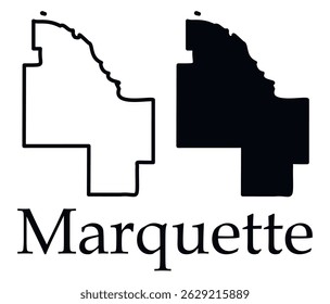 Marquette (Michigan) city map with black border outline vector