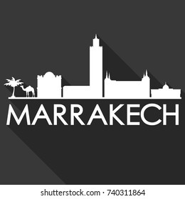 Marrakech Flat Icon Skyline Silhouette Design City Vector Art Famous Buildings.