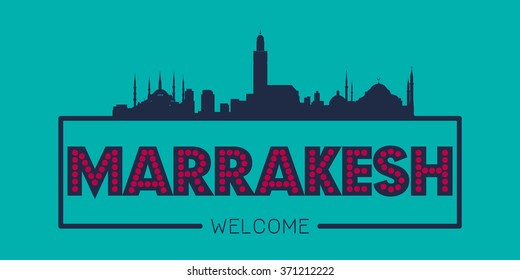 Marrakesh Morocco city skyline typographic illustration vector design