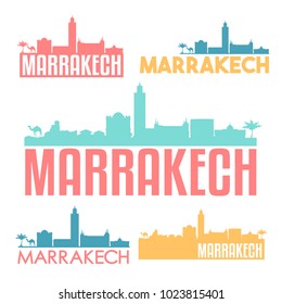 Marrakesh Morocco Flat Icon Skyline Vector Silhouette Design Set 