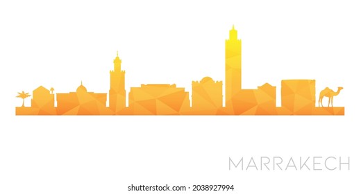 Marrakesh, Morocco Low Poly Skyline Clip Art City Design. Geometric Polygon Graphic Horizon Icon. Vector Illustration Symbol.
