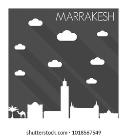 Marrakesh Morocco Skyline City Flat Silhouette Design 