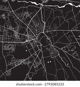 Marrakesh Morocco Vector Map, Detailed City Street Map Black and White Minimalist Line Art