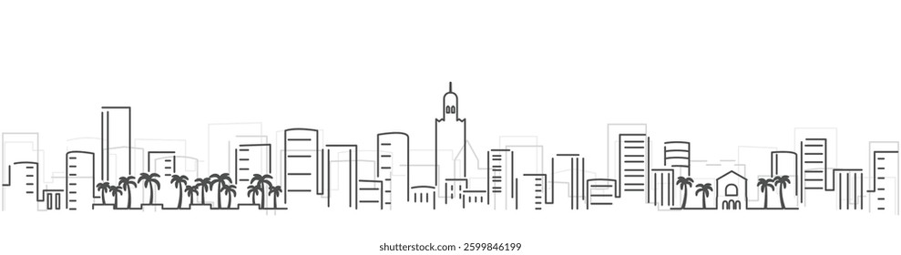 Marrakesh Simple Dark Lines Skyline on White Background