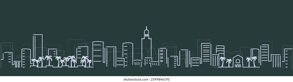 Marrakesh Simple Lines Skyline on Dark Background
