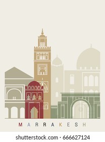 Marrakesh skyline poster in editable vector file