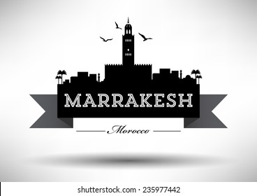 Marrakesh Skyline with Typography Design