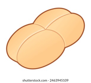 Marraqueta, tradicional dibujo de pan chileno. Rollos de pan de trigo blanco, Ilustración vectorial simple. 