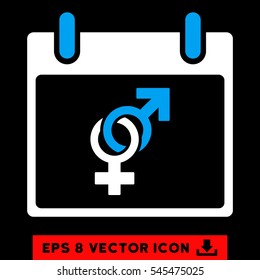 Marriage Calendar Day icon. Vector EPS illustration style is flat iconic bicolor symbol, blue and white colors.