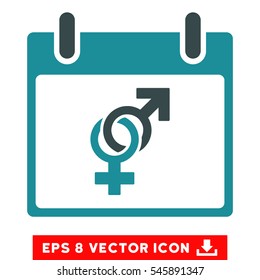 Marriage Calendar Day icon. Vector EPS illustration style is flat iconic bicolor symbol, soft blue colors.