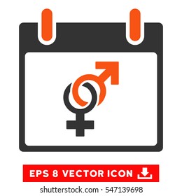 Marriage Calendar Day icon. Vector EPS illustration style is flat iconic bicolor symbol, orange and gray colors.