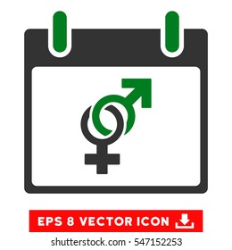 Marriage Calendar Day icon. Vector EPS illustration style is flat iconic bicolor symbol, green and gray colors.