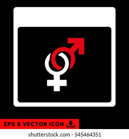 Marriage Calendar Page icon. Vector EPS illustration style is flat iconic bicolor symbol, red and white colors.