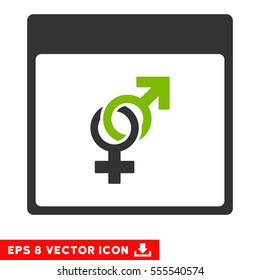 Marriage Calendar Page icon. Vector EPS illustration style is flat iconic bicolor symbol, eco green and gray colors.