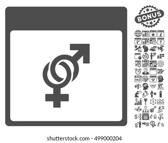 Marriage Calendar Page pictograph with bonus calendar and time management pictograph collection. Vector illustration style is flat iconic symbols, gray, white background.