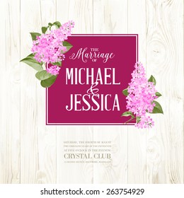 Marriage card background of siringa flowers. Vector illustration