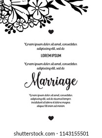 Marriage card or invitation with abstract floral background vector illustration