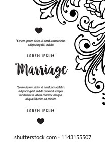 Marriage card or invitation with abstract floral background vector illustration