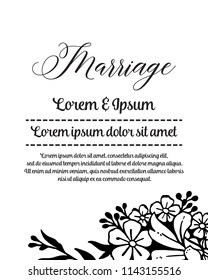 Marriage card or invitation with abstract floral background vector illustration
