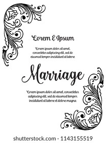 Marriage card or invitation with abstract floral background vector illustration