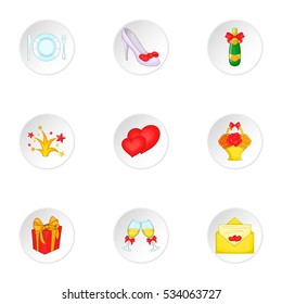 Marriage ceremony icons set. Cartoon illustration of 9 marriage ceremony vector icons for web