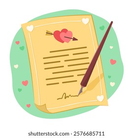 Marriage Certificate Document with Signature for Love and Marriage Concept Illustration