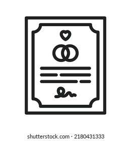 Imagen vectorial del icono Certificado de Matrimonio. También se puede usar para Fitness físico. Adecuado para aplicaciones móviles, aplicaciones web y medios impresos.