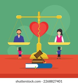 Marriage conflict as breakup consequences 2d vector illustration concept for banner, website, illustration, landing page, flyer, etc.