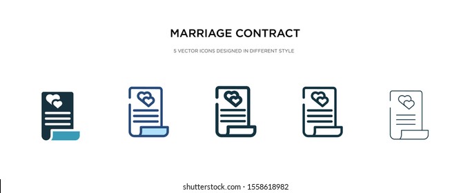 marriage contract icon in different style vector illustration. two colored and black marriage contract vector icons designed in filled, outline, line and stroke style can be used for web, mobile, ui