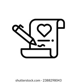 Icono de contrato de matrimonio aísla la ilustración del material del vector de fondo blanco.