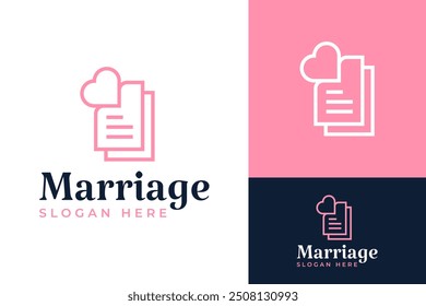 Marriage Couple Love Document Visa Certificate Logo Design Branding Template