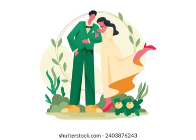 Marriage Couple Wedding Character Illustration