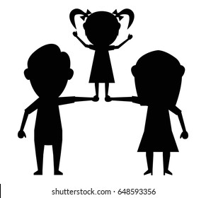 marriage and daughter black icon vector