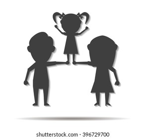 marriage and daughter double shadow icon vector