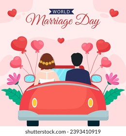 Marriage Day Social Media Illustration Flat Cartoon Hand Drawn Templates Background
