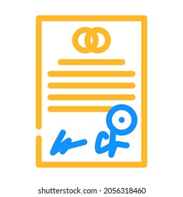 marriage document color icon vector. marriage document sign. isolated symbol illustration