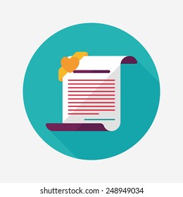 marriage document flat icon with long shadow,eps10