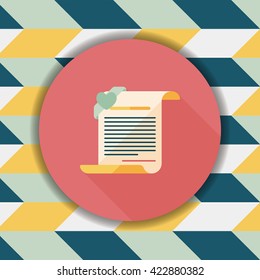 marriage document flat icon with long shadow,eps10