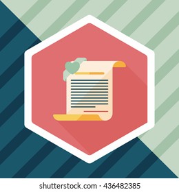 marriage document flat icon with long shadow,eps10