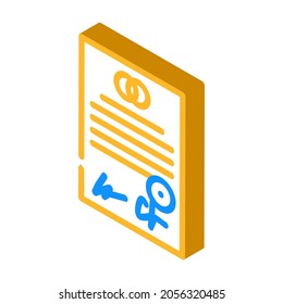 vector de icono isométrico del documento de matrimonio. signo de documento de matrimonio. ilustración de símbolo aislado