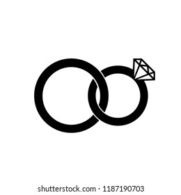 Marriage or engagement rings icon. Bridal rings for him and for her. Vector Illustration 