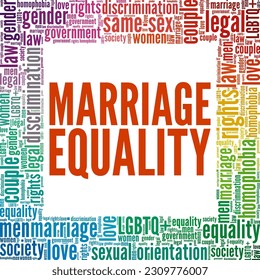 Marriage Equality word cloud conceptual design isolated on white background.