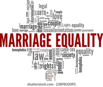 Diseño conceptual de nubes de palabras de igualdad matrimonial aislado en fondo blanco.